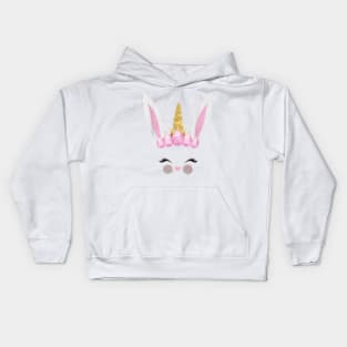 Girls Unicorn Easter Bunny Face Bunnicorn Egg Hunt Kids Hoodie